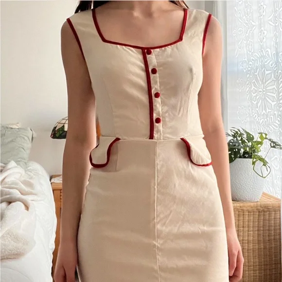 1960s style midi Dress with h a front slit - Picture 3 of 3